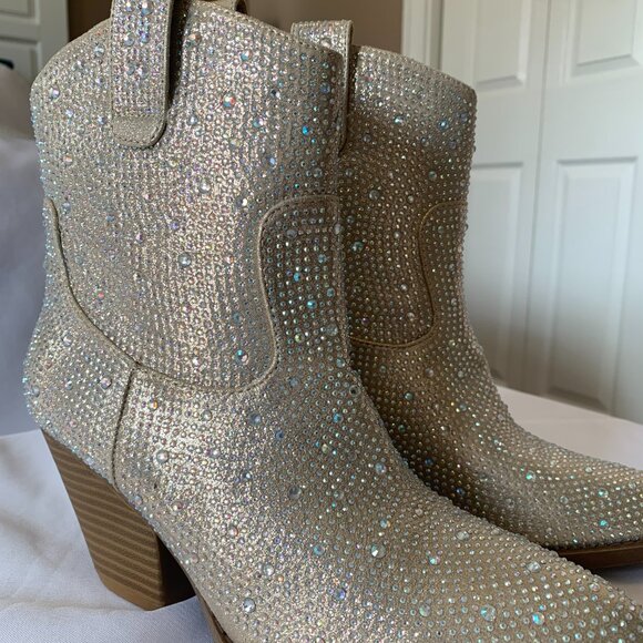 Forever Champagne Rhinestone Size 7 1/2 Cowboy Boots - NWOT - Picture 4 of 8